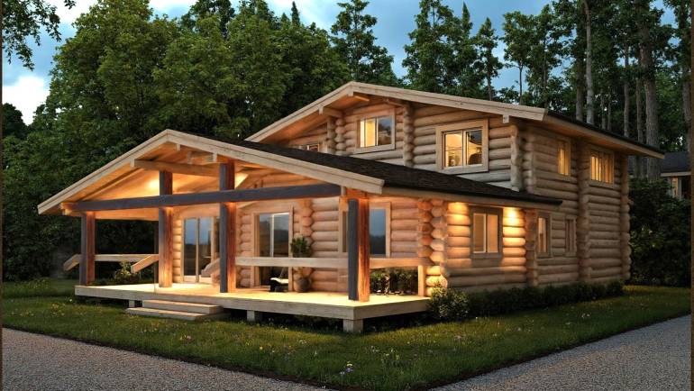 Проект дома 5.83 из бревна – 250м²